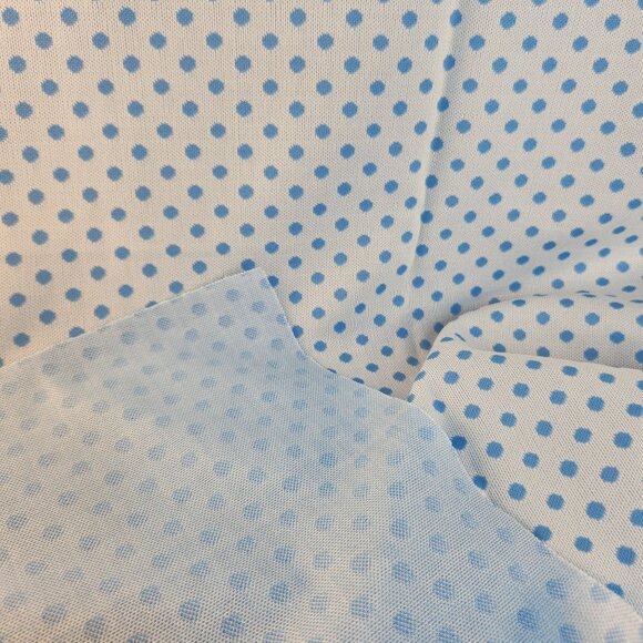 Blue Polka Dot Fabric By The Yard Material For Sewing Crafts Lightweight White B - Picture 5 of 6